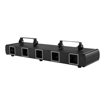 UKING ZQ03047 black laser stage light with five apertures & built-in handles. Ideal for dynamic party & event lighting.