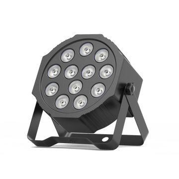 UKING ZQ01026 battery-powered par light, 12 RGBW 4-in-1 LEDs, adjustable bracket.