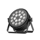 UKING ZQ01061 black LED PAR LIGHT with 18 RGBW LEDs and adjustable mounting bracket.