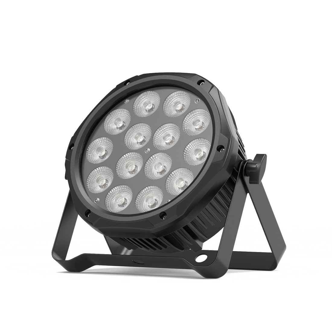 UKING ZQ01072 black IP65 waterproof par light. Cast aluminum, 14 RGBW LEDs for professional stage/outdoor events.