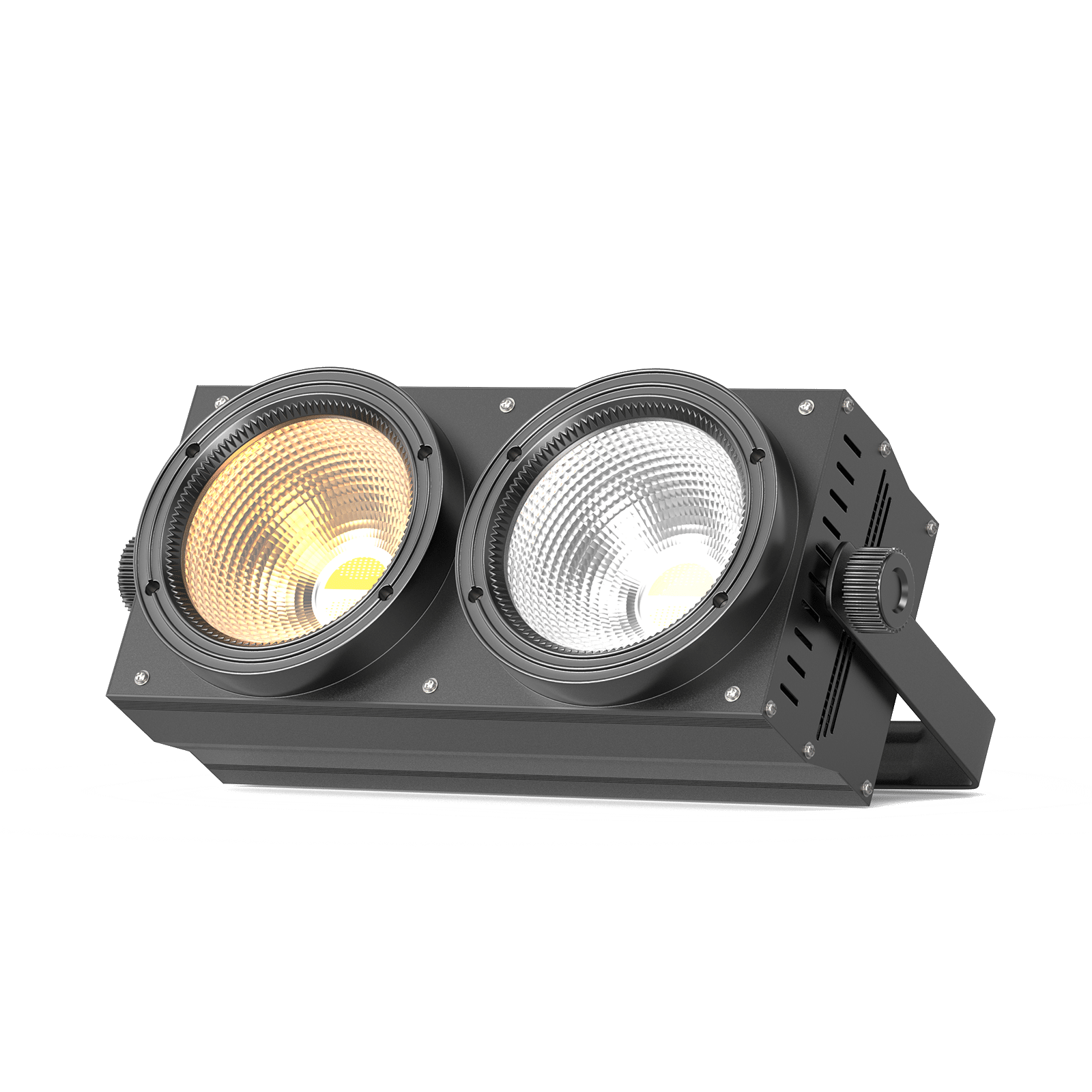 UKING ZQ01496 professional PAR light, black aluminum, with dual warm & cold white LEDs for stage lighting.