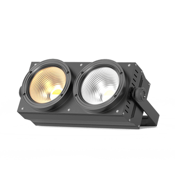 UKING ZQ01496 professional PAR light, black aluminum, with dual warm & cold white LEDs for stage lighting.