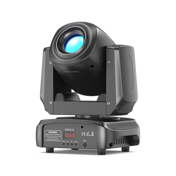 UKING ZQ02011 85W Moving Head Light in black, compact design with blue lens. Ideal for stage, DJ, and event lighting.