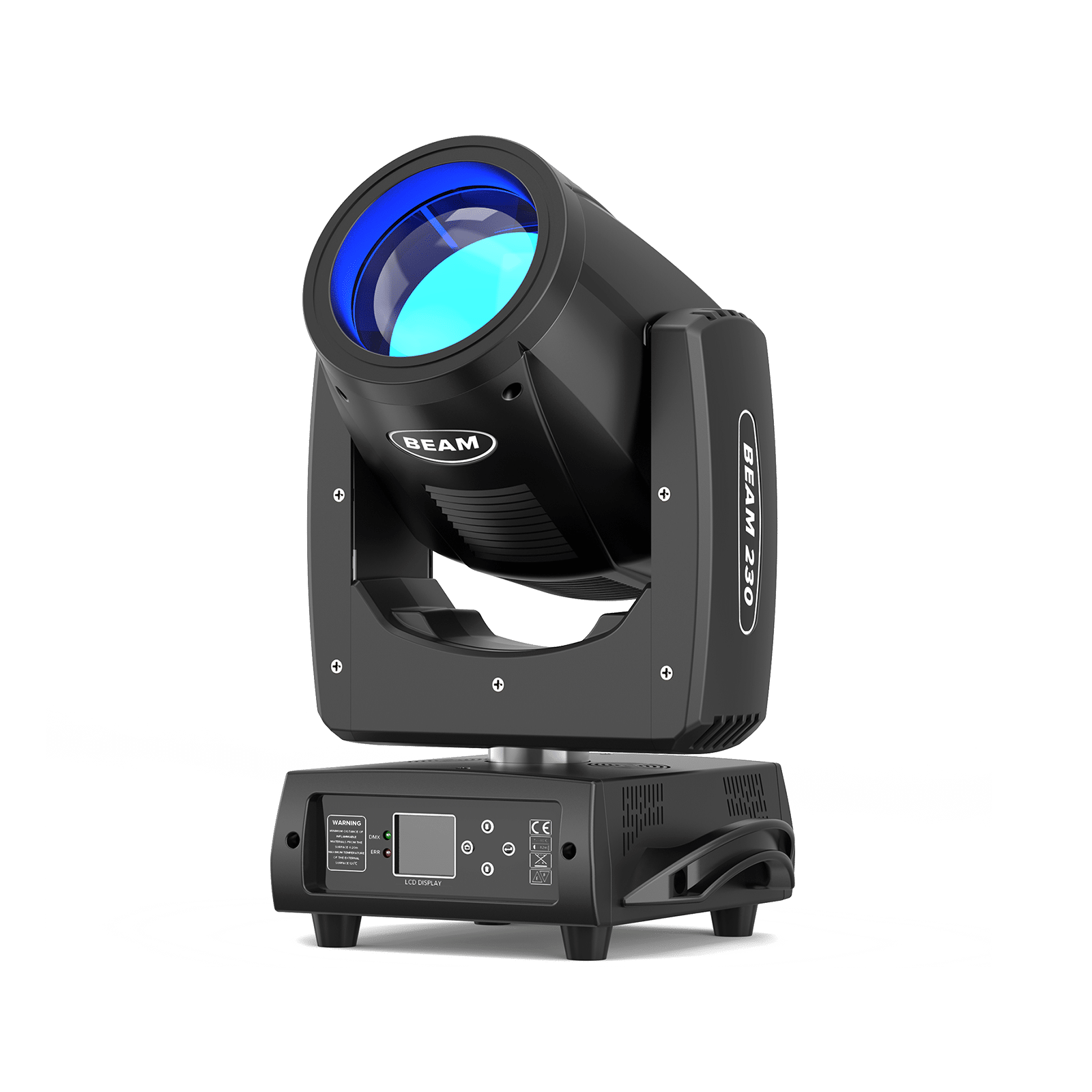UKING ZQ02042 BEAM 230 moving head stage light emitting bright blue light.