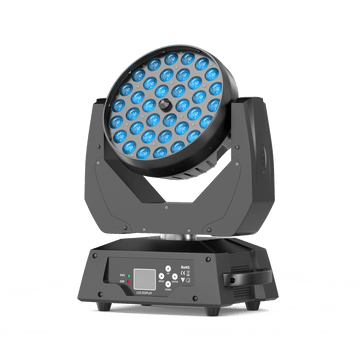 UKING ZQ02254 Moving Head Light, black, 36 blue LEDs, DMX control. Professional stage and event lighting.