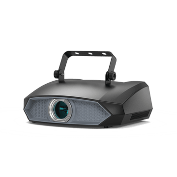 UKING ZQ03268 full color laser projector with black angular design, turquoise lens, and top handle for stage lighting.
