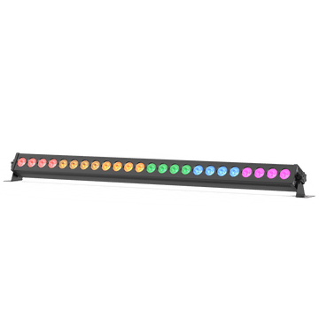 UKING ZQ06017 WASH black RGB LED wall washer light bar with 24 colorful LEDs, sleek design, mounted on brackets.