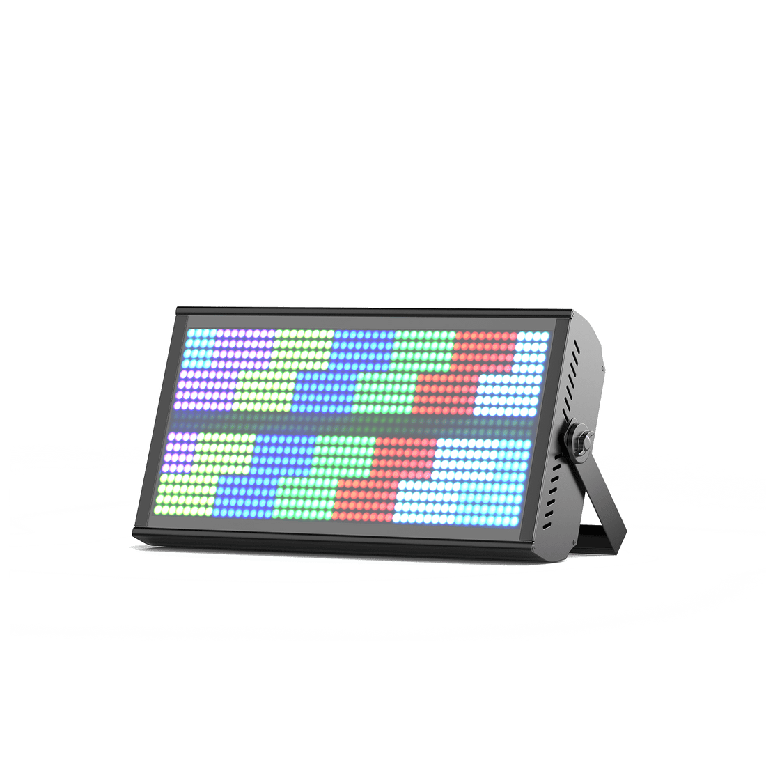 UKING ZQ06121 Retro Light with vibrant, dynamic multicolored LED display and black iron frame, ideal for stage lighting.