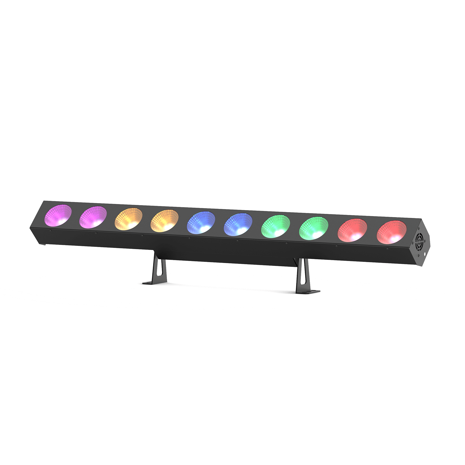 UKING ZQ06123 LED wash light bar, black, displaying 10 vibrant multicolored lights for dynamic stage and event lighting.