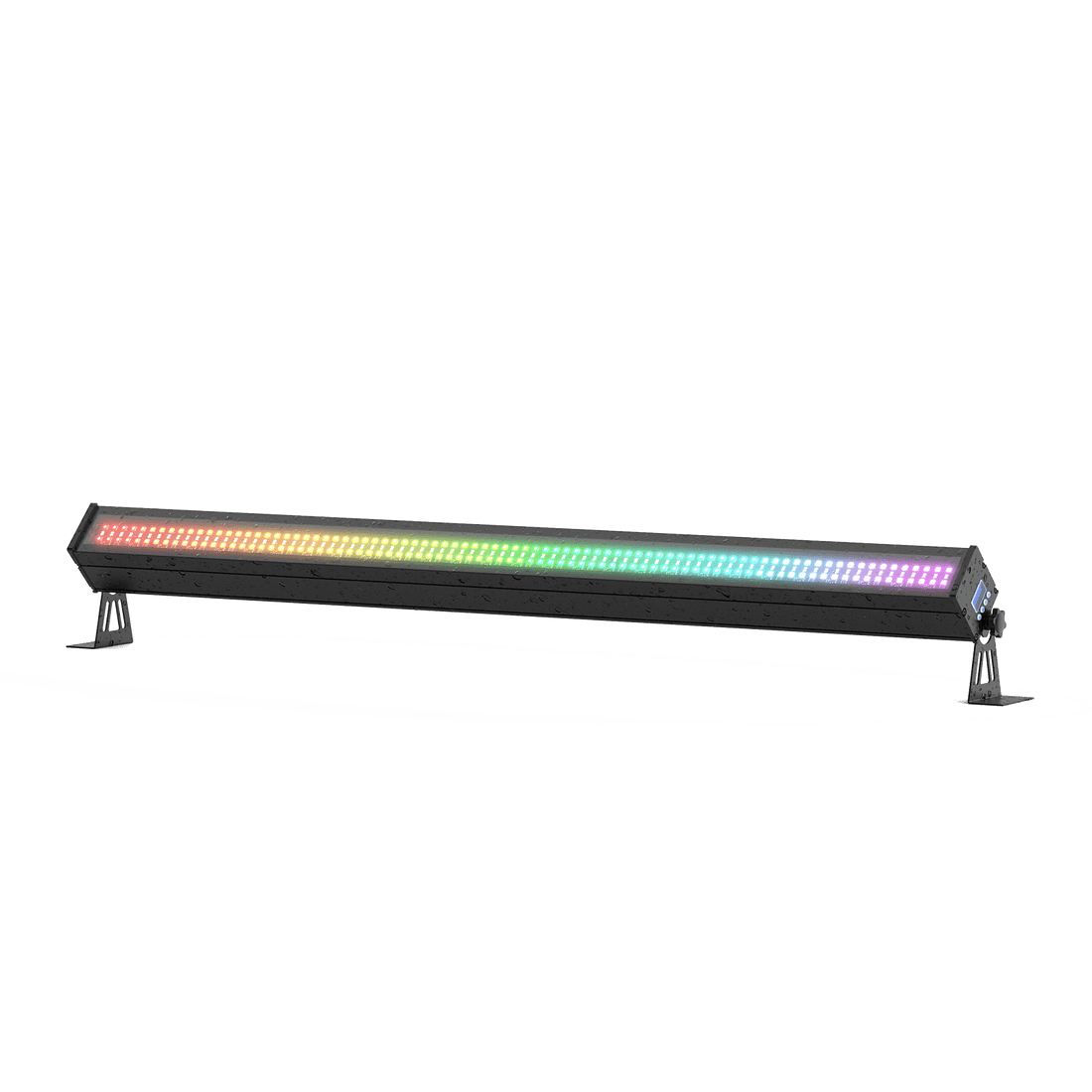 UKING ZQ06140 black aluminum IP65 waterproof RGB LED wash light bar, showcasing vibrant colors and sturdy mounting brackets.