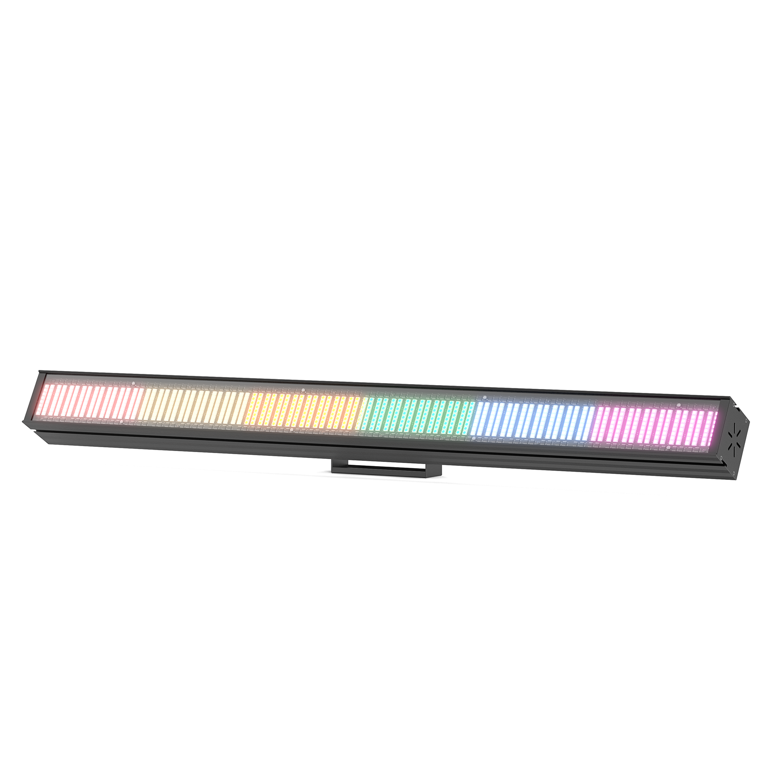 UKING ZQ06197 wash light, a sleek black aluminum stage fixture featuring 768 vibrant RGB LEDs with a dynamic color gradient.