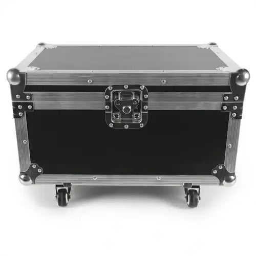 Black UKING ZQ15019 flightcase with premium leather finish, silver aluminum trim, secure latch, and durable wheels.