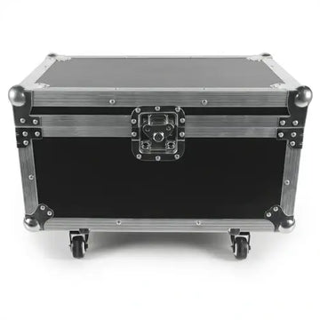 Black UKING ZQ15019 flightcase with premium leather finish, silver aluminum trim, secure latch, and durable wheels.
