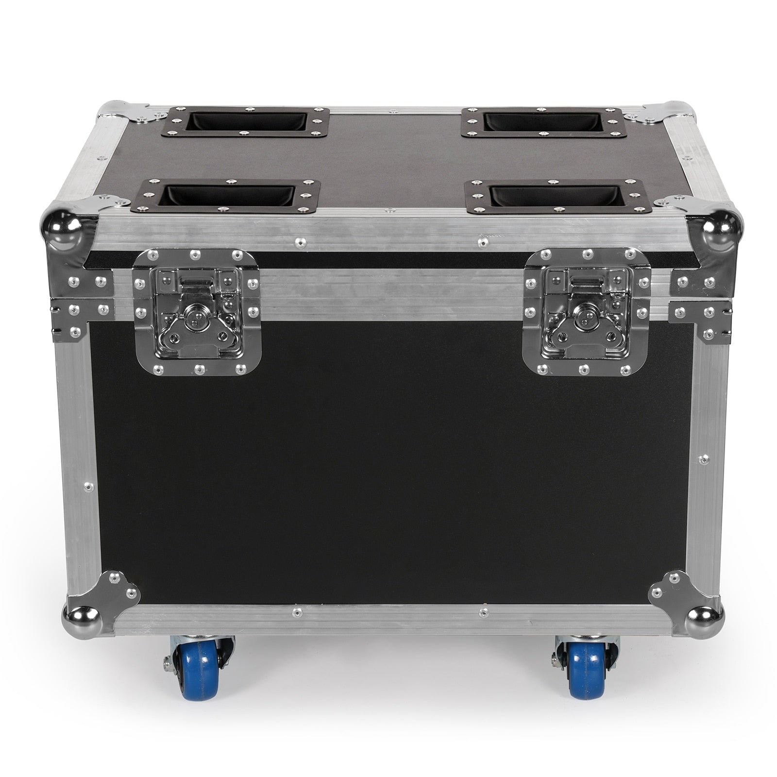 Sturdy black premium leather UKING ZQ02229 flight case with silver hardware, recessed handles, and durable wheels for travel.