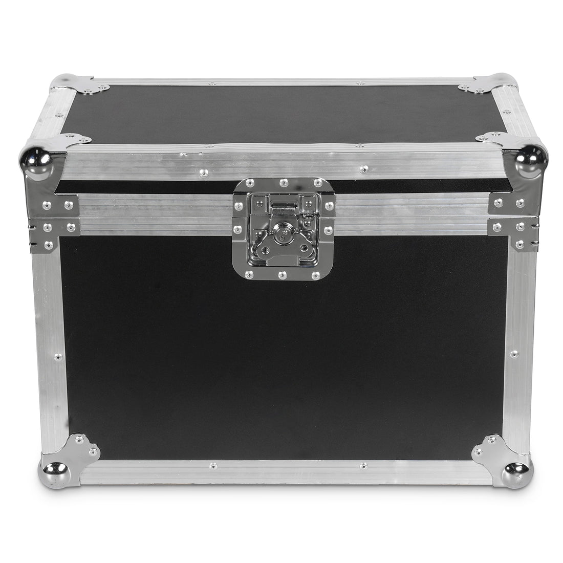 Black UKING ZQ02102 small flight case with silver aluminum frame and central latch, ideal for secure equipment transport.