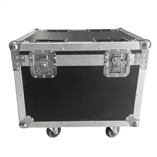 Black UKING ZQ02021 Large Flightcase with silver reinforced edging, shiny locks, and four caster wheels.