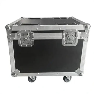 Black UKING ZQ02021 Large Flightcase with silver reinforced edging, shiny locks, and four caster wheels.